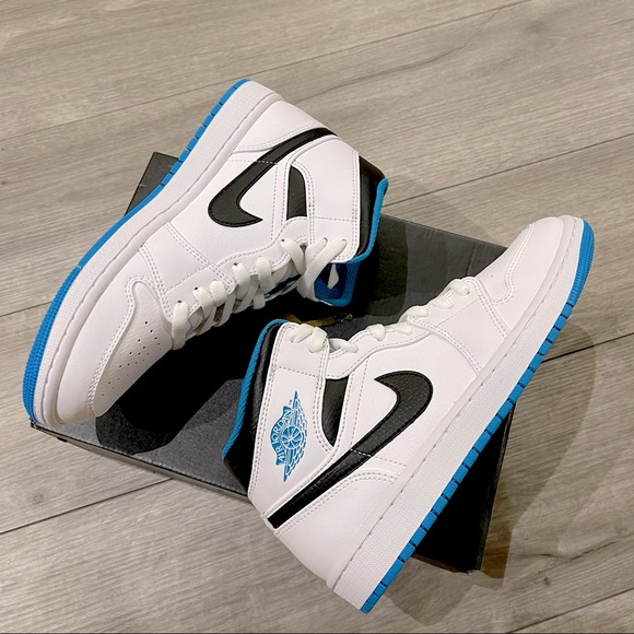 Air Jordan 1 Mid Laser Blue/White/Black - Picture 10 of 10